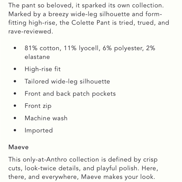 Anthropologie Collette Full Length Wide Leg Jeans by Maeve - Picture 6 of 7